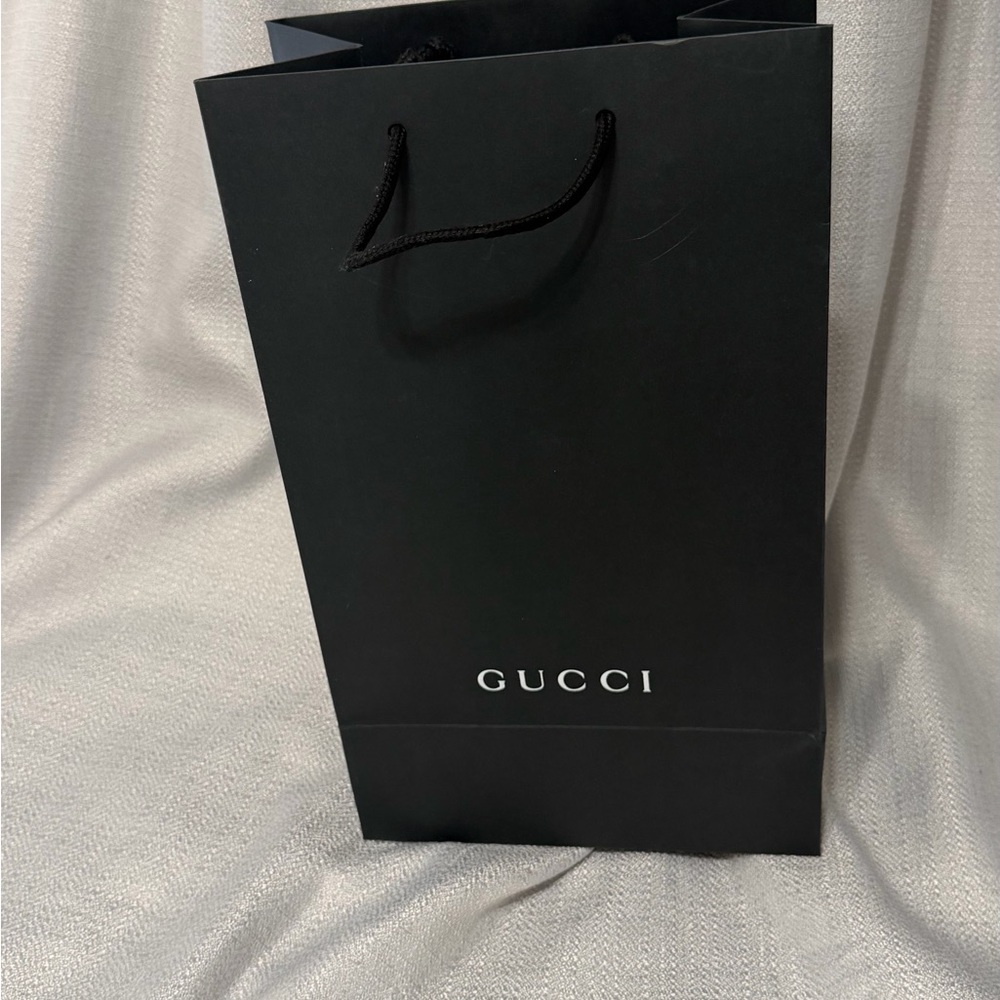 Gucci Black Shopping Bag with White Logo